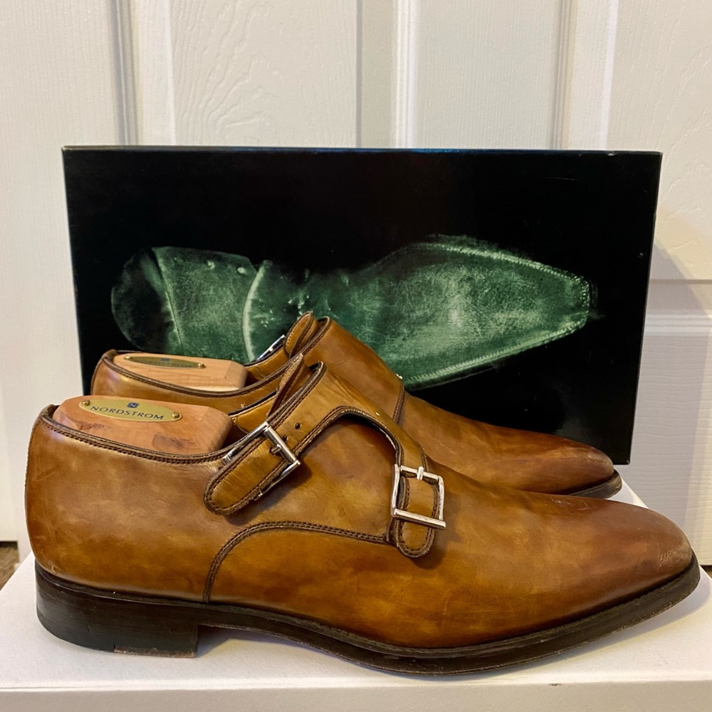 Magnanni Lisbon Tabaco Double Monk Strap Leather Dress Shoes | Mens 7 US (39 EU)